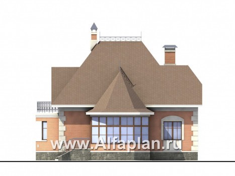 «Эвита» - проект дома с мансардой, с эркером и с террасой, в стиле эклектика - превью фасада дома