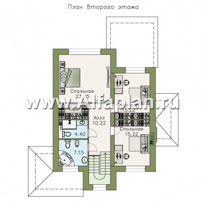«Равновесие» - проект двухэтажного дома,открытая планировка,  с террасой, в стиле Петровское Барокко - превью план дома