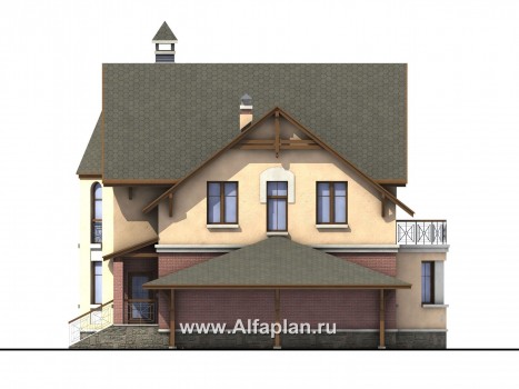 «Аристо» - проект двухэтажного дома с гаражом, с эркером и с террасой,  с навесом для авто - превью фасада дома