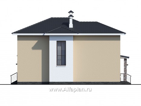 Проекты домов Альфаплан - «Формула успеха» - современный коттедж с угловыми окнами - превью фасада №2