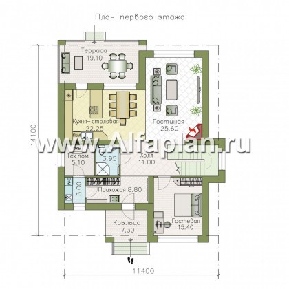 Проекты домов Альфаплан - «Формула успеха» - загородный дом с удобной планировкой - превью плана проекта №1