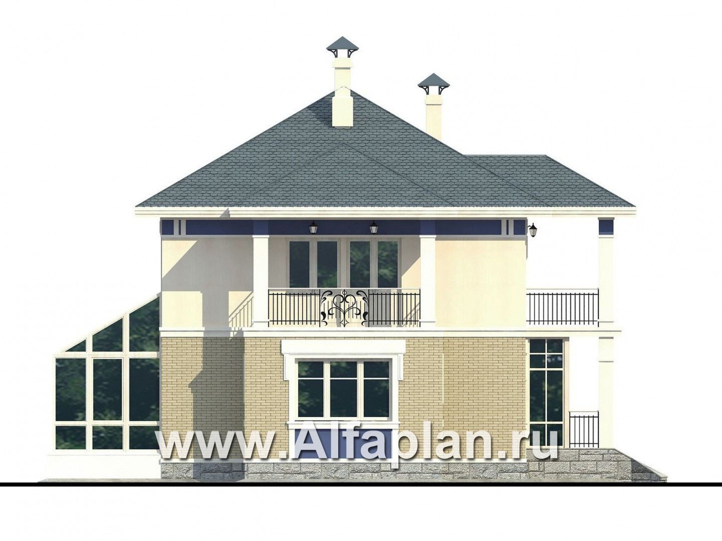 Проекты домов Альфаплан - «Аристократ» -  современный особняк в стиле модерн - изображение фасада №3