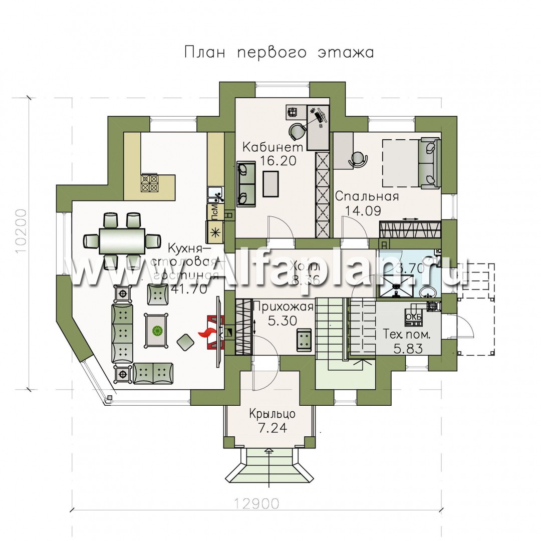 Проекты домов Альфаплан - «Разумовский» - элегантный загородный коттедж - план проекта №1