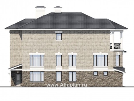«Нева» - проект эксклюзивного трехэтажного домаиз кирпича, с террасой и с эркером и балконом, с квартирой для персонала - превью фасада дома