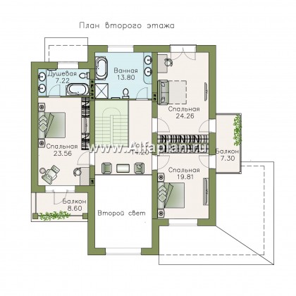 Проекты домов Альфаплан - «Голицын» — особняк с отделкой в темных тонах - превью плана проекта №2