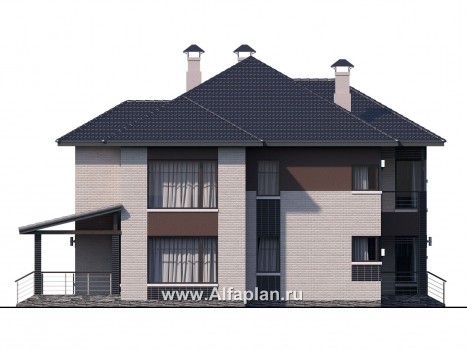 Проекты домов Альфаплан - «Эльба» — современная вилла с угловым остеклением - превью фасада №3