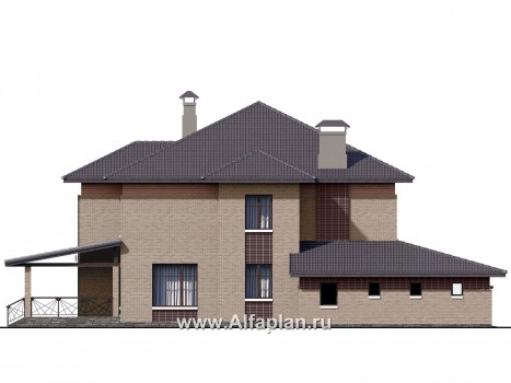 Проекты домов Альфаплан - «Дунай»   — вилла с двусветной гостиной и большим гаражом - превью фасада №3