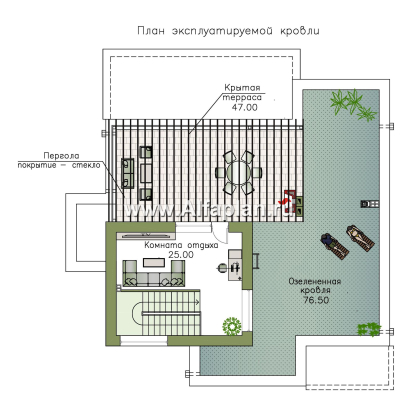 « Альстер» — проект двухэтажного дома в стиле хай-тек, элитая вилла, с эксплуатируемой кровлей - превью план дома