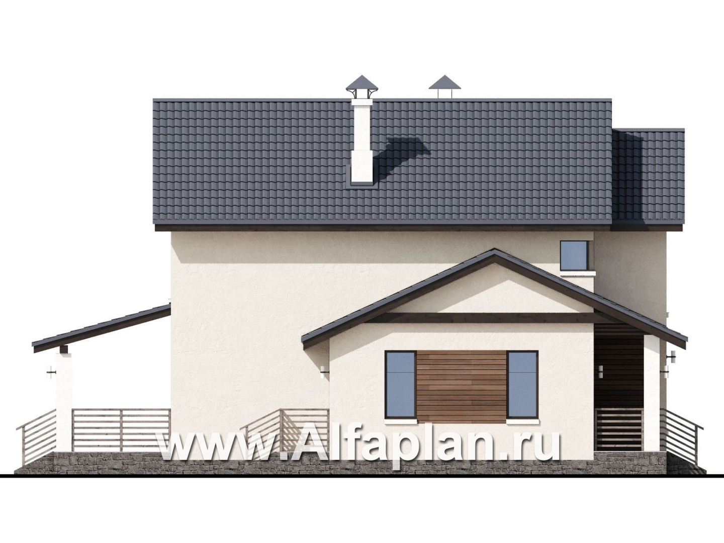 Проекты домов Альфаплан - «Весна» - проект экономичного и удобного дом - изображение фасада №3