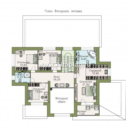 Проекты домов Альфаплан - «Арно» - классический особняк с двусветной столовой и бассейном - превью плана проекта №2