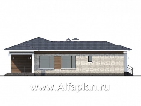 «Днестр» - проект одноэтажного дома, планировка 3 спальни, с бильярдной и сауной - превью фасада дома