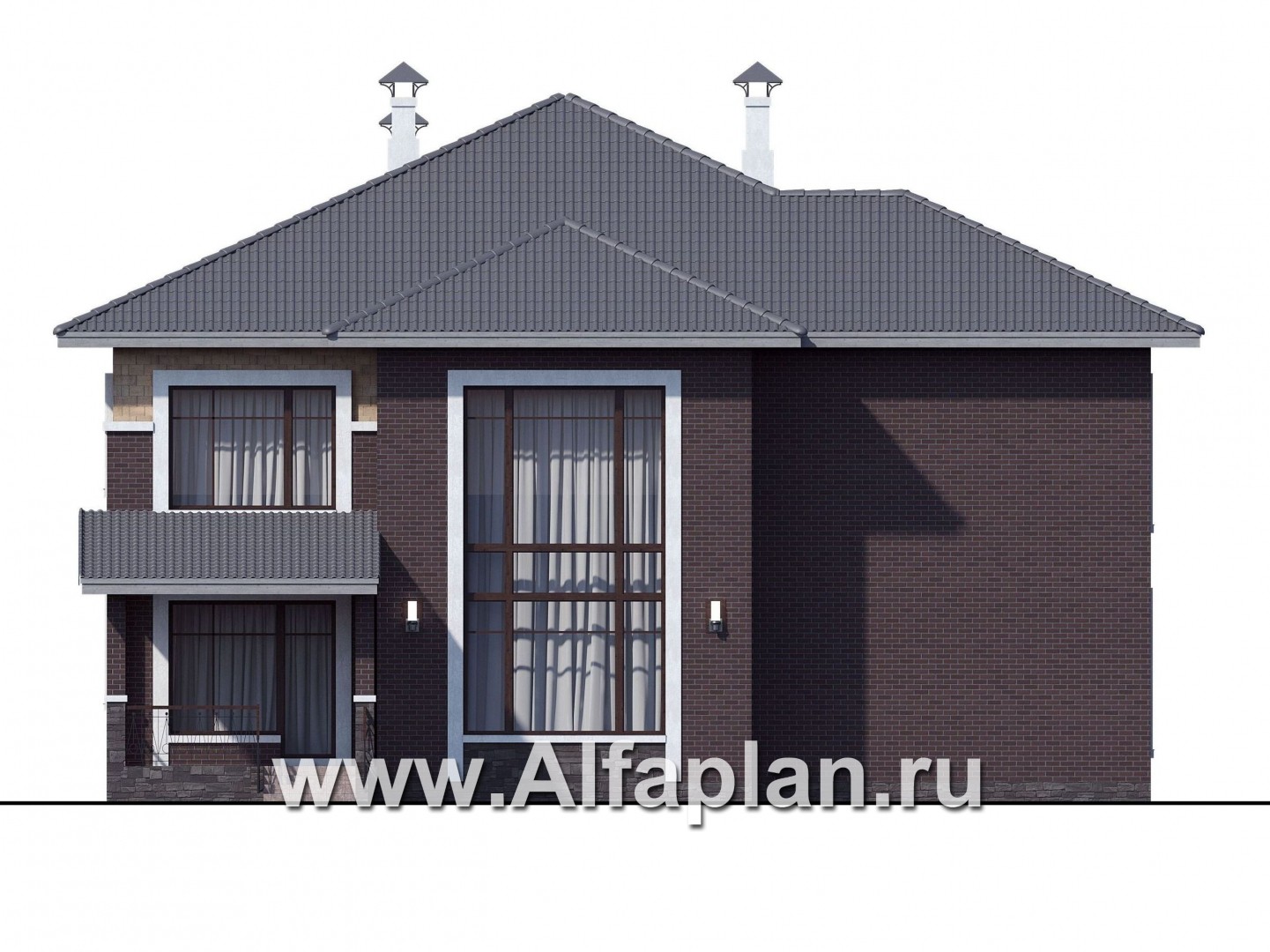 Проекты домов Альфаплан - «Висла» — особняк с двусветной столовой - изображение фасада №4