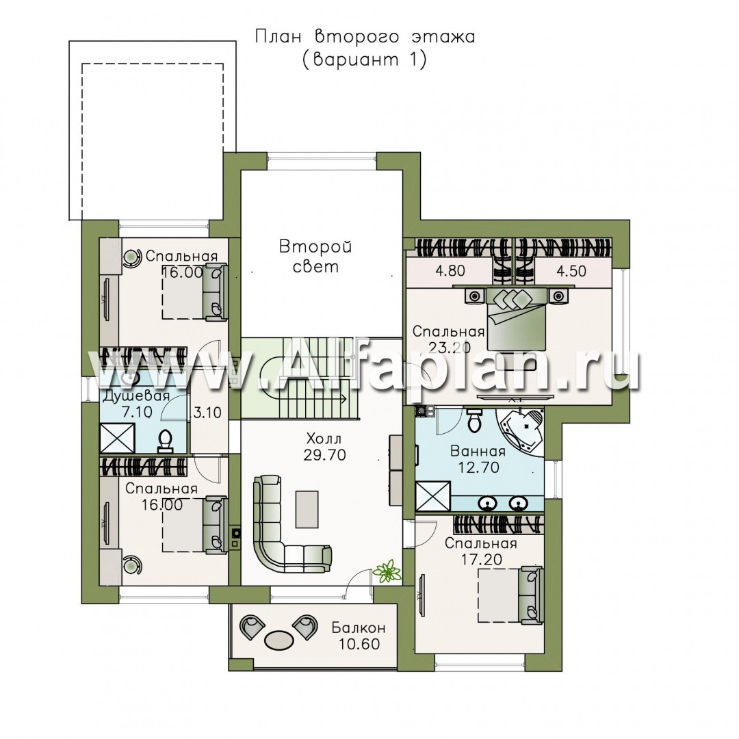 Проекты домов Альфаплан - «Висла» — особняк с двусветной столовой - изображение плана проекта №2