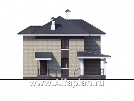 Проекты домов Альфаплан - «Саар»- современный двухэтажный дом с террасой - превью фасада №3
