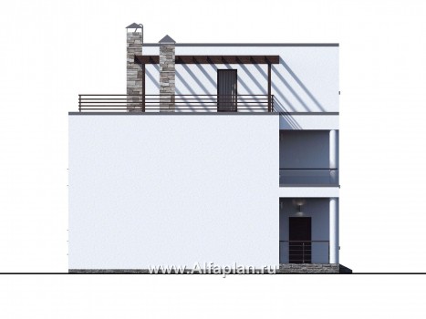 «Гоген» - проект двухэтажного дома из газобетона, с террасой, с сауной или с гостевой квартирой - превью фасада дома