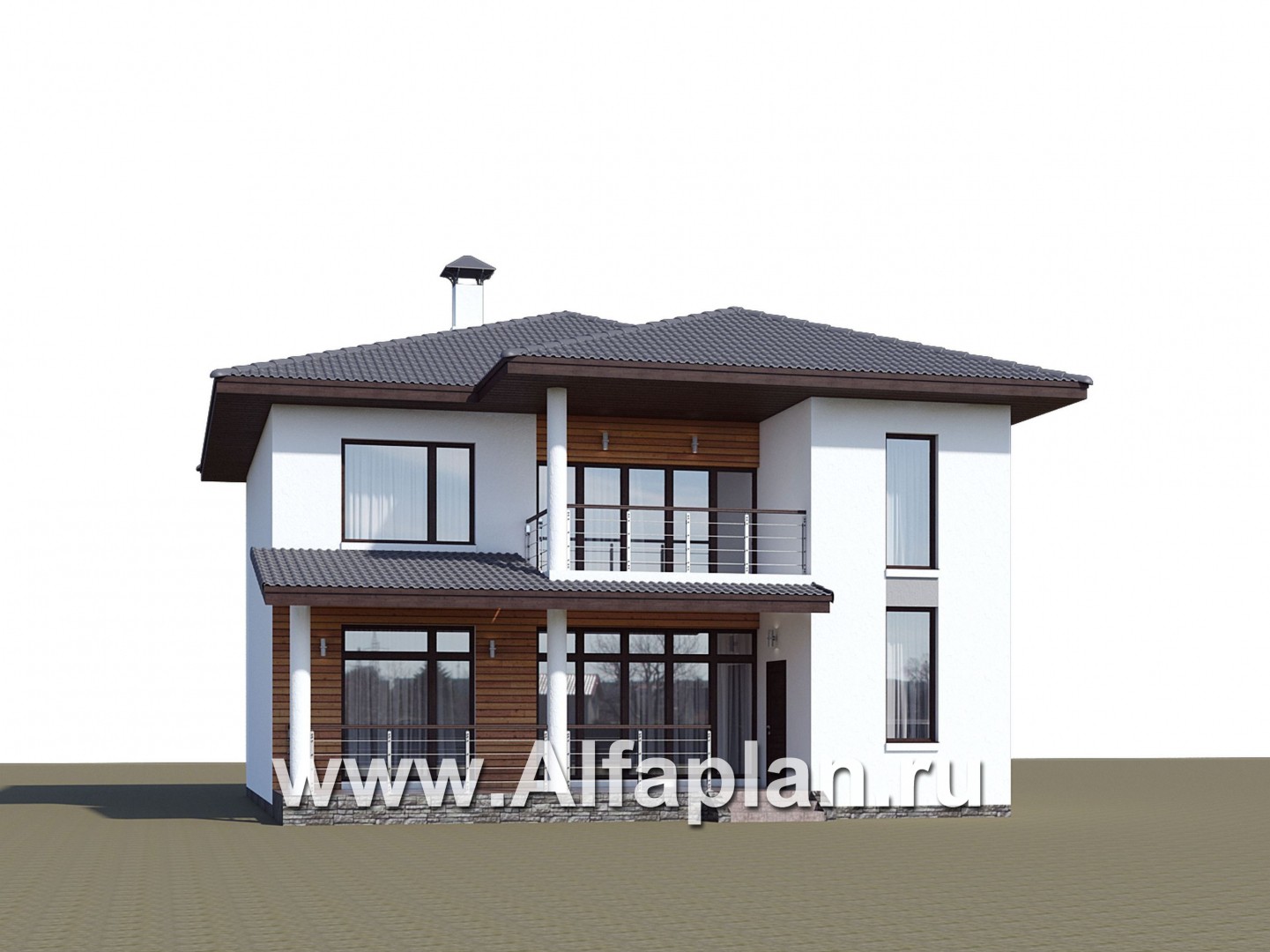 Проекты домов Альфаплан - «Пикассо» - изящный дом с террасой и балконом - дополнительное изображение №1