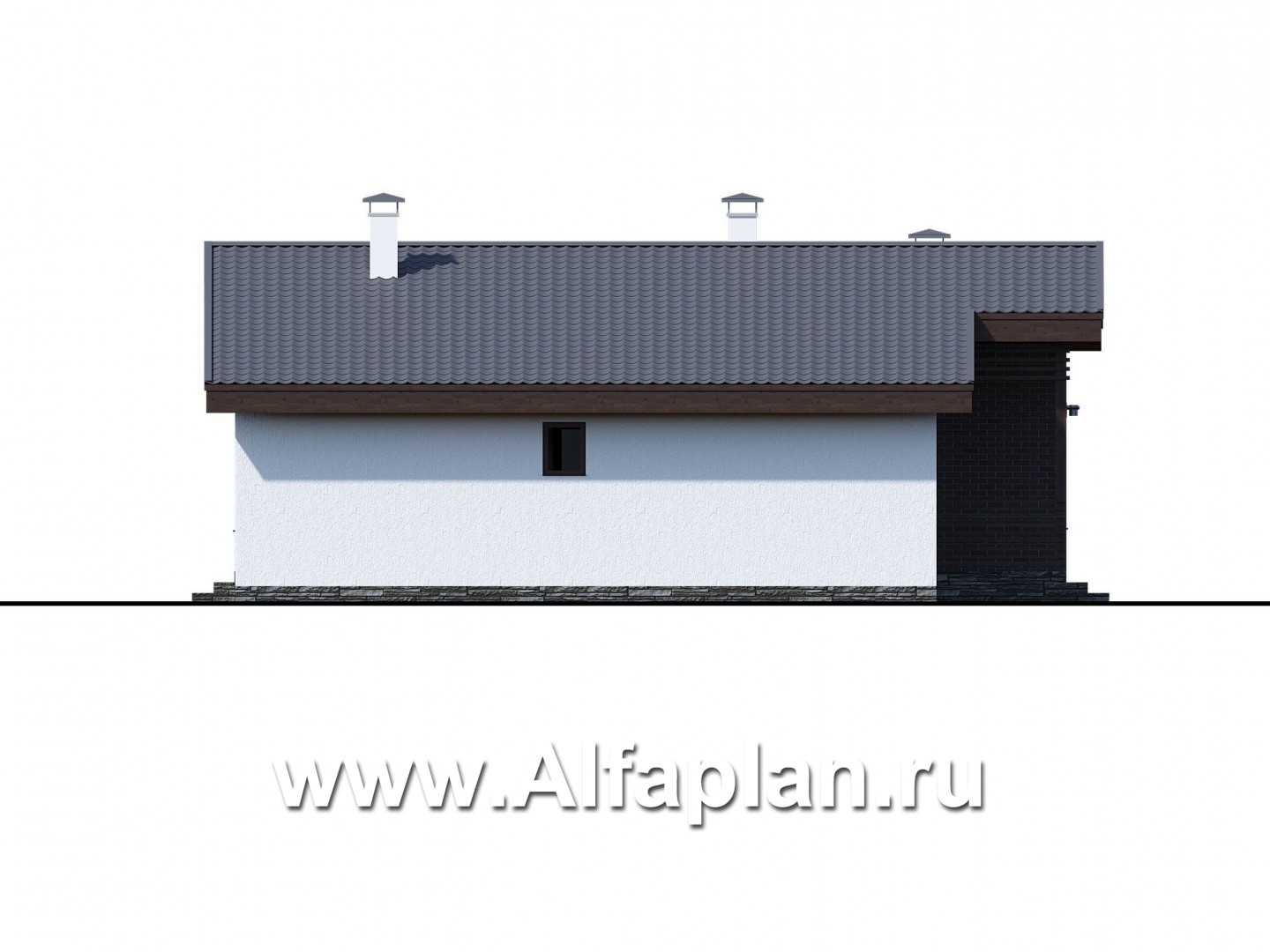 «Альфа» - проект одноэтажного дома, с сауной и с террасой в скандинавском стиле - фасад дома