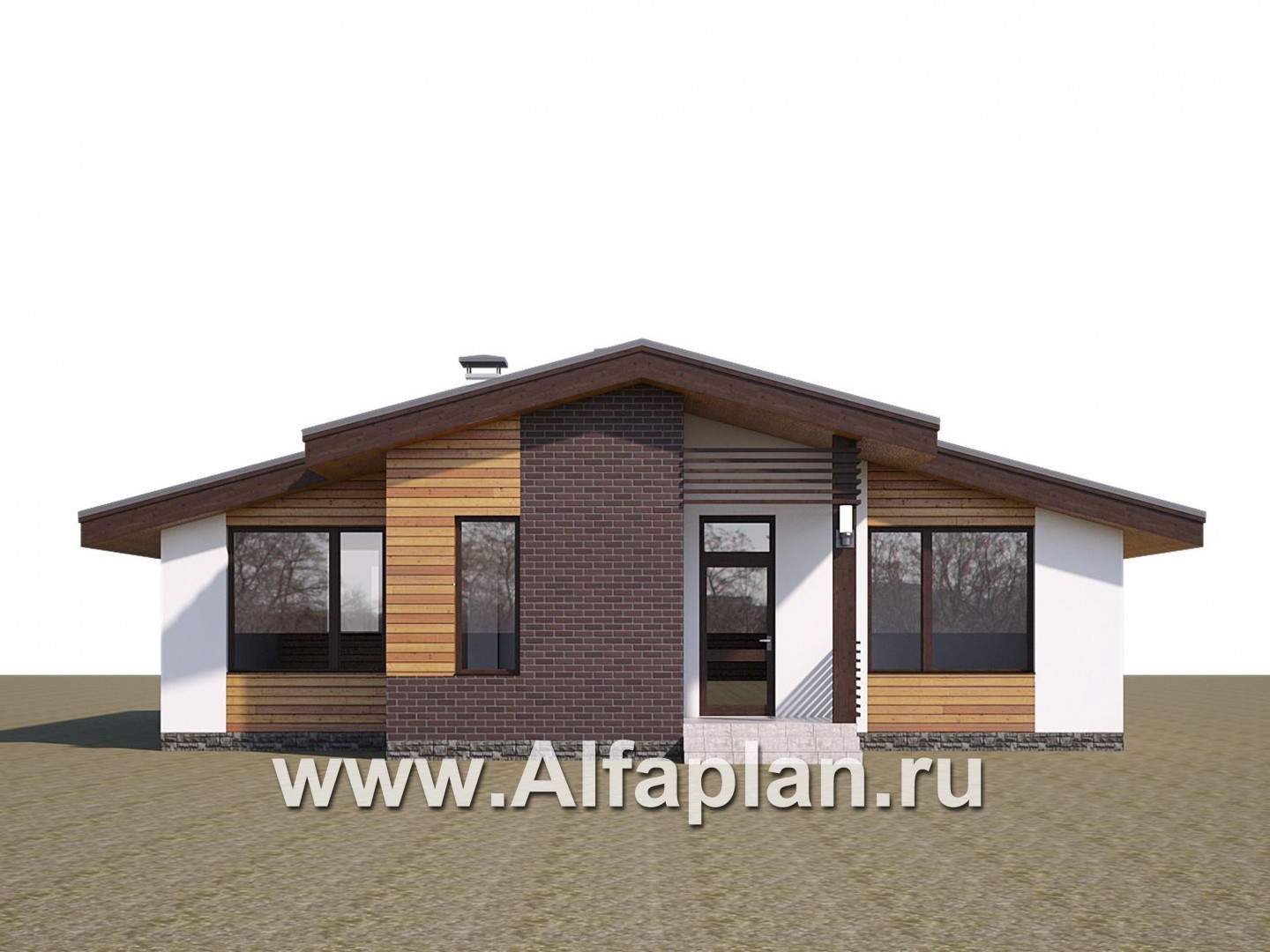«Альфа» - проект одноэтажного дома, с сауной и с террасой в скандинавском стиле - дизайн дома №2