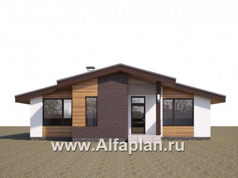 «Альфа» - проект одноэтажного дома, с сауной и с террасой в скандинавском стиле - превью дополнительного изображения №2
