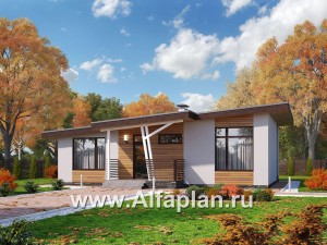 Проекты домов Альфаплан - «Вита» - загородный каркасный дом с террасой - превью основного изображения