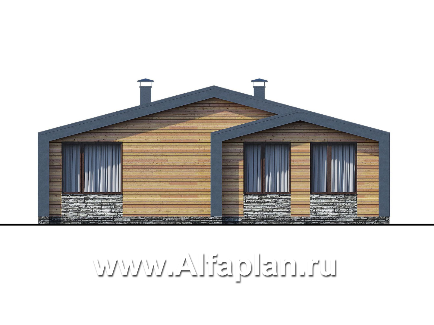 Проекты домов Альфаплан - «Эпсилон» - каркасный дом с тремя спальнями - изображение фасада №4