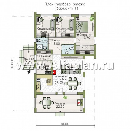 Проекты домов Альфаплан - «Лямбда» - просторный дом в современном стиле - превью плана проекта №1