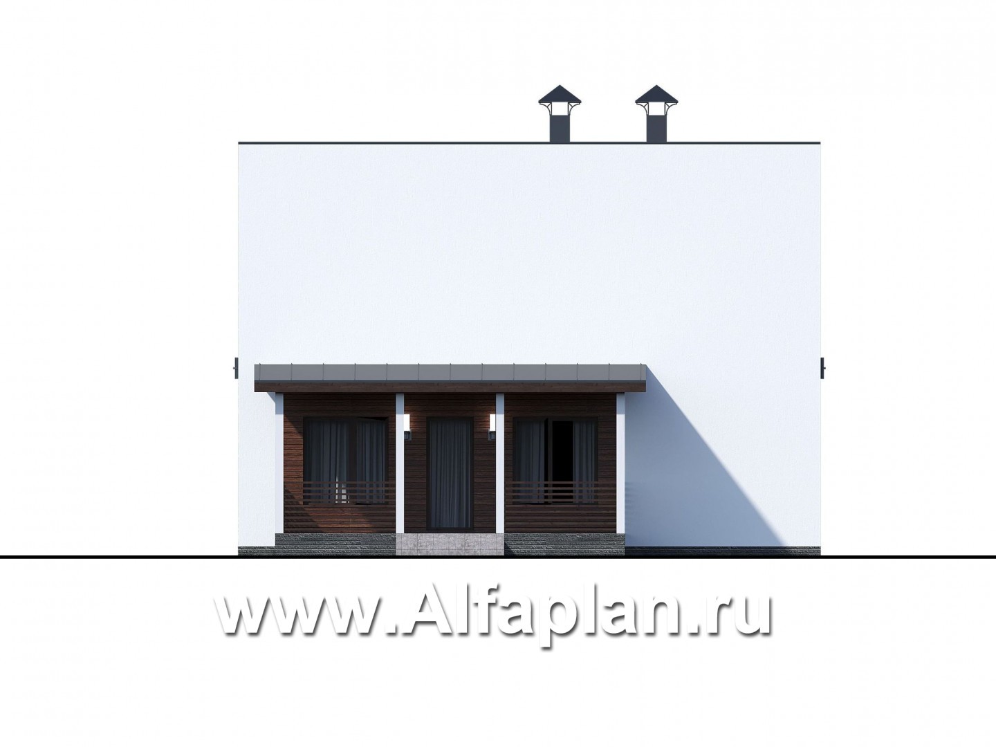 Проекты домов Альфаплан - «Сигма» - футуристичный дом в два этажа - изображение фасада №2