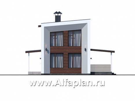 Проекты домов Альфаплан - «Сигма» - футуристичный дом в два этажа - превью фасада №1