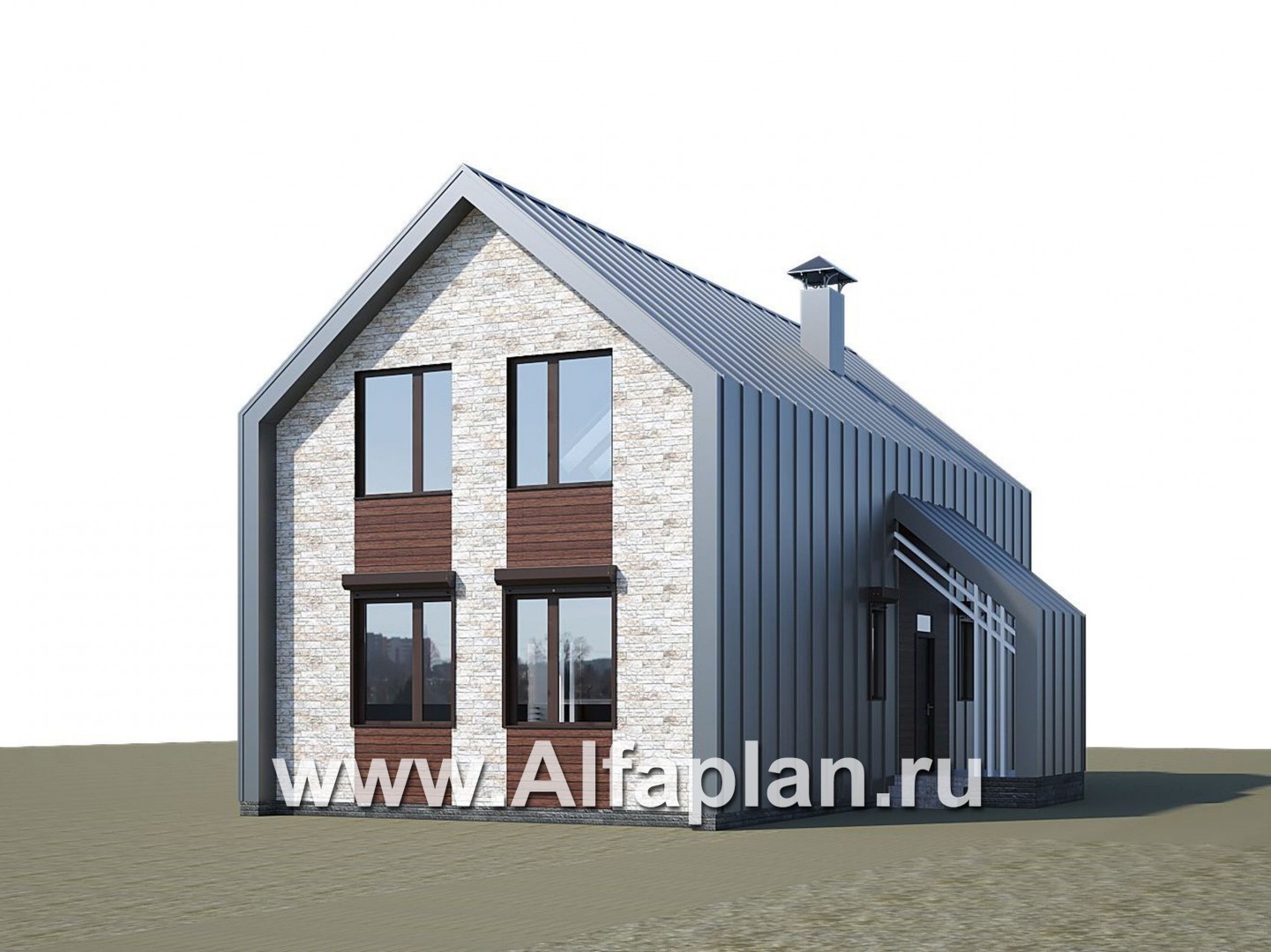 Проекты домов Альфаплан - «Омега» - двухэтажный каркасный дом с пятью спальнями - дополнительное изображение №3