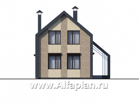 Проекты домов Альфаплан - «Омега» - коттедж для узкого участка - превью фасада №4