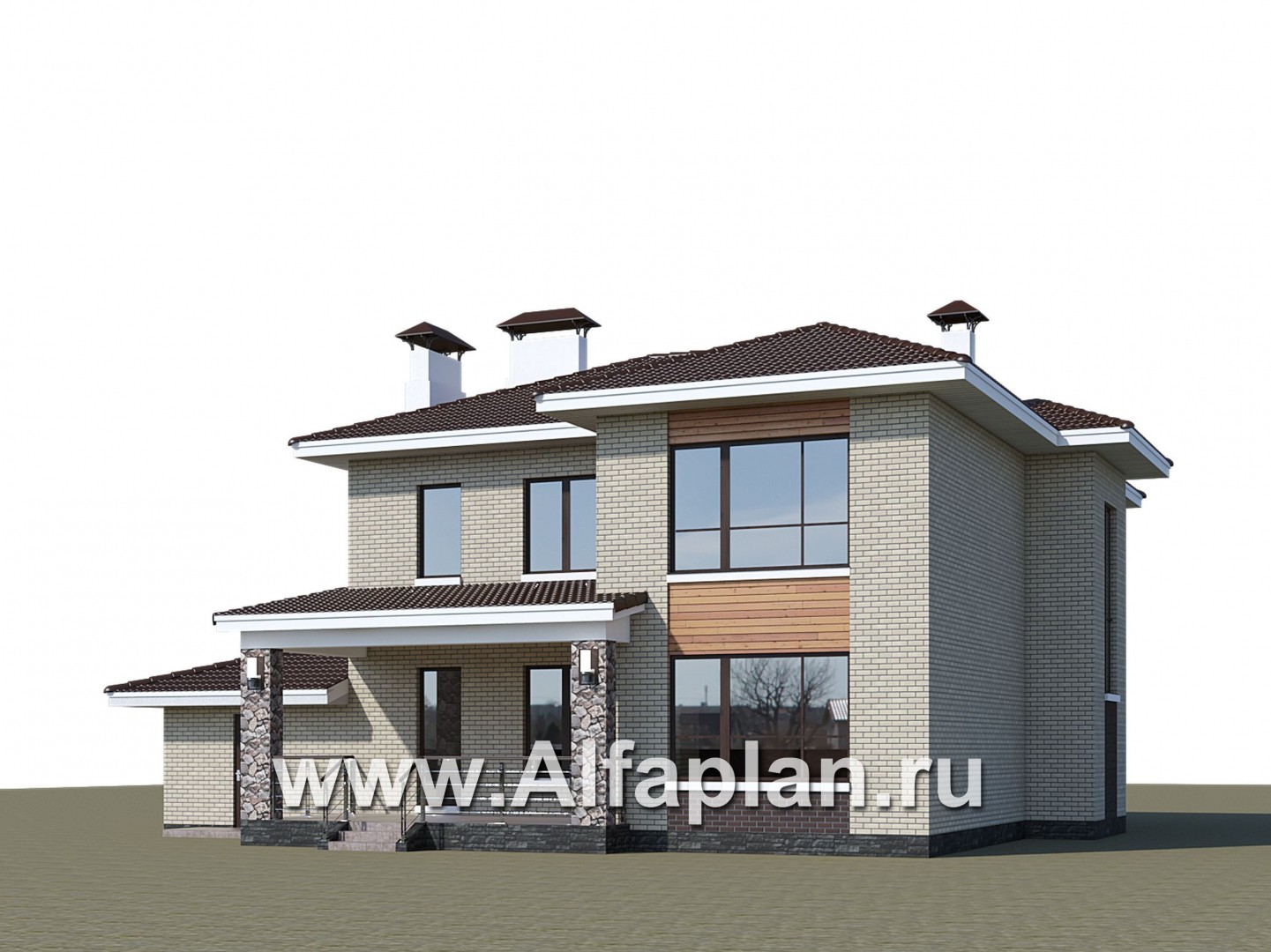 Проекты домов Альфаплан - «Формула успеха» - загородный дом с гаражом - дополнительное изображение №1