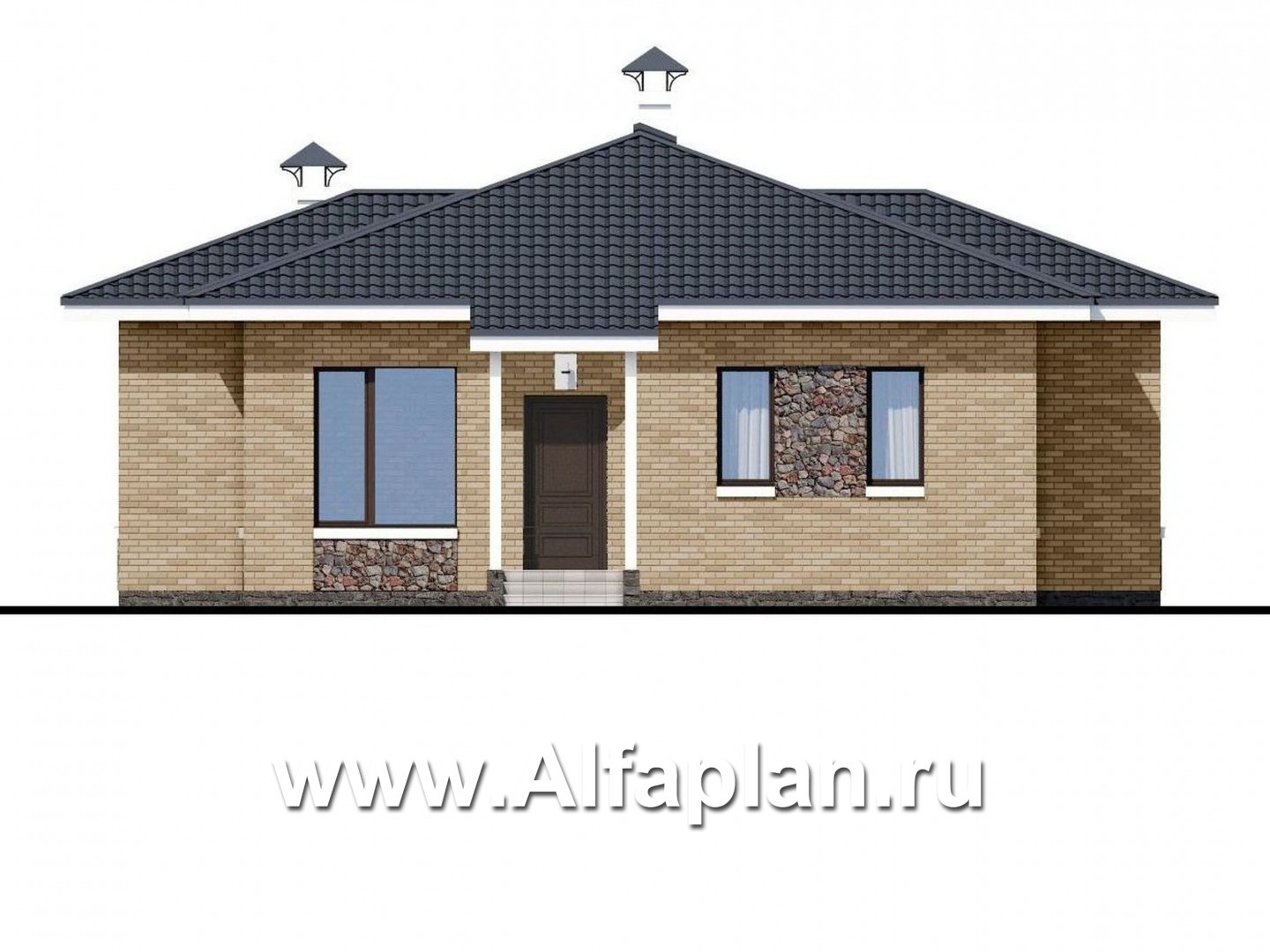 Проекты домов Альфаплан - «Муза» - современный одноэтажный коттедж с сауной - изображение фасада №4
