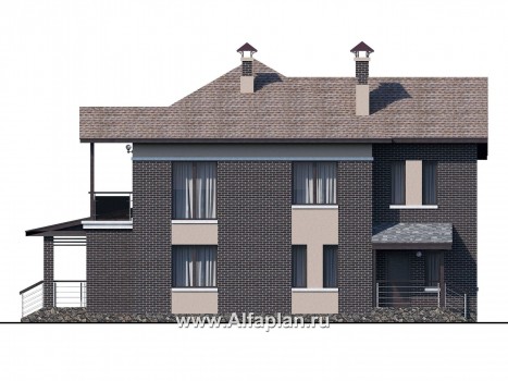 Проекты домов Альфаплан - «Голицын» — особняк с двусветной гостиной и сауной - превью фасада №4
