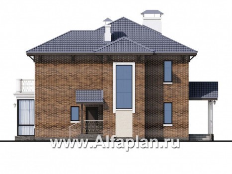 Проекты домов Альфаплан - «Эффект бабочки» - дом с красивой угловой террасой - превью фасада №4