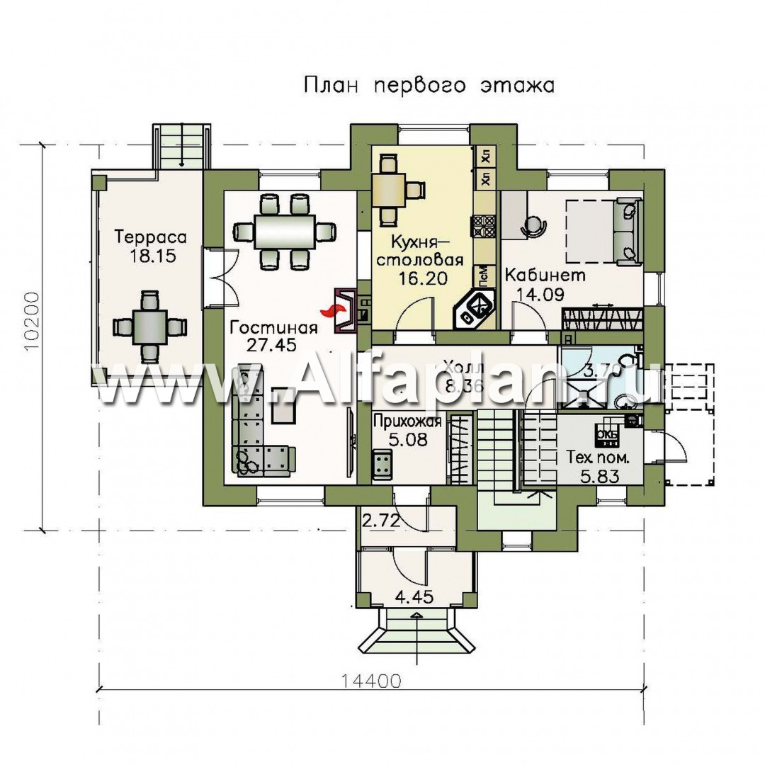 Проекты домов Альфаплан - «Разумовский» - красивый коттедж с элементами стиля модерн - план проекта №1