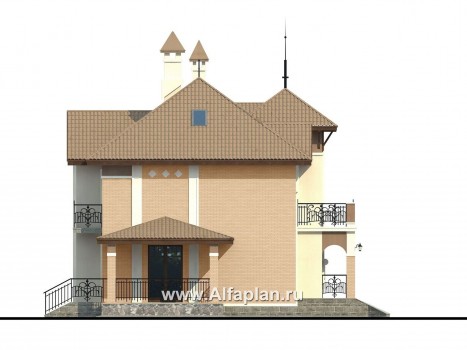Проекты домов Альфаплан - «Разумовский» - красивый коттедж с элементами стиля модерн - превью фасада №3