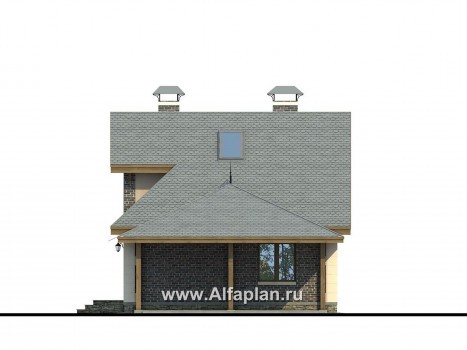 «Замечательный сосед» - проект дома с мансардой из газоблоков, с террасой, с нaвесом на 2 авто - превью фасада дома