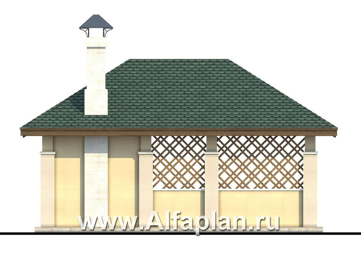 Проекты домов Альфаплан - Беседка-павильон с барбекю (летняя кухня) - изображение фасада №4
