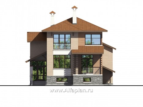 Проекты домов Альфаплан - «Светлая жизнь» - современный  коттедж с большими окнами - превью фасада №1