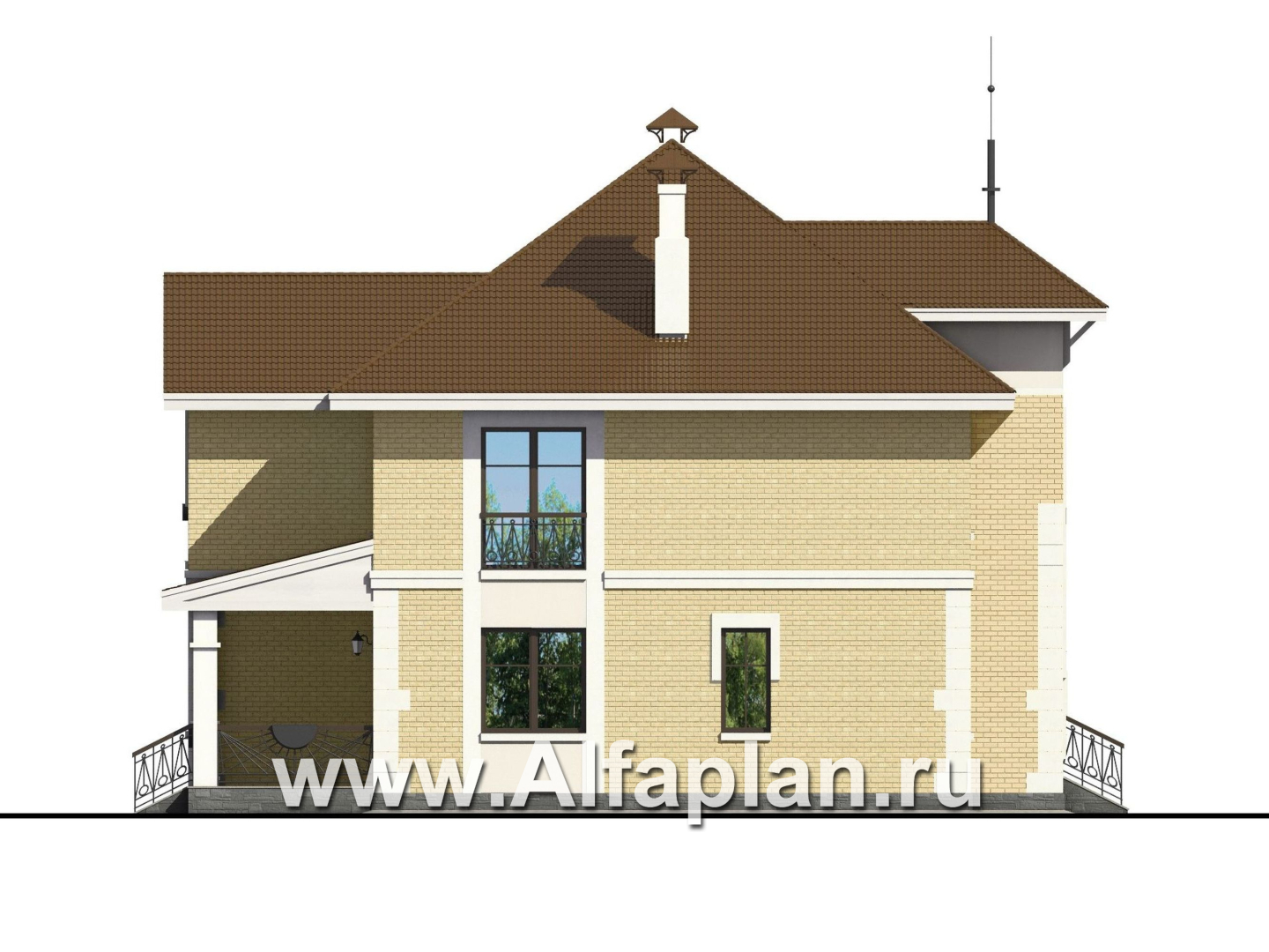 Проекты домов Альфаплан - «Феникс» - Двухэтажный коттедж с компактным планом - изображение фасада №2