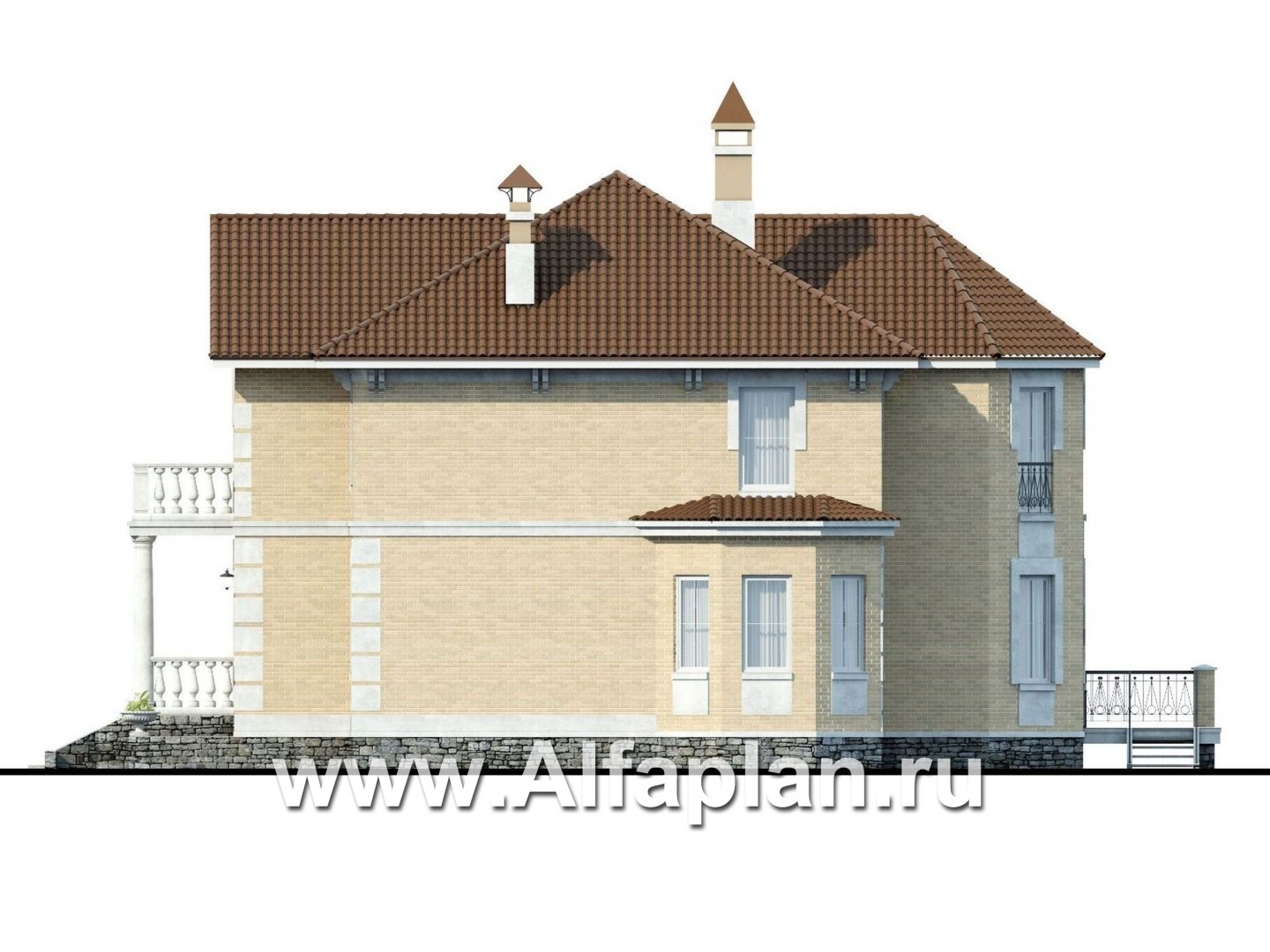 Проекты домов Альфаплан - «Головин»- особняк в стиле Петровских традиций - изображение фасада №2