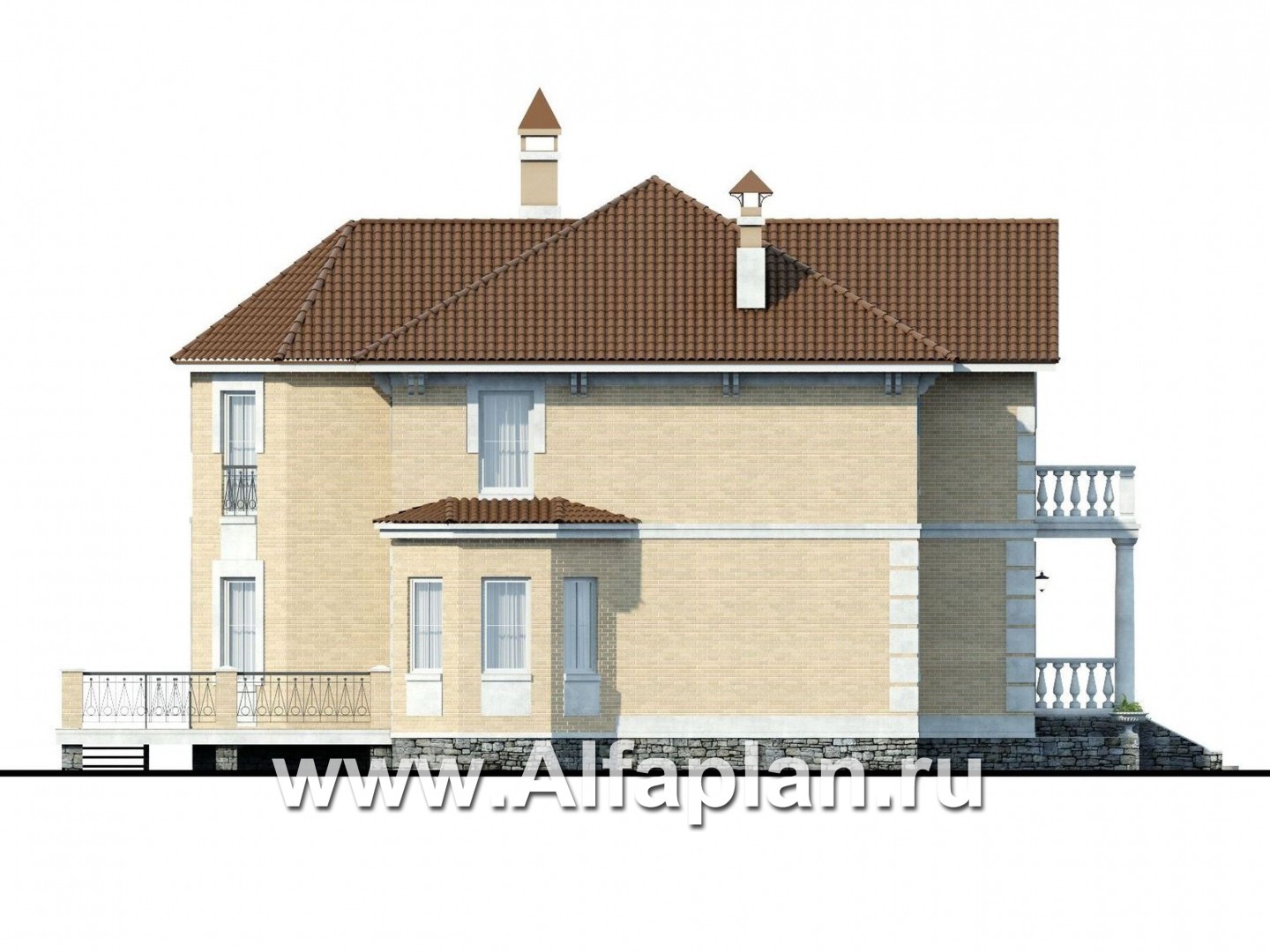 Проекты домов Альфаплан - «Головин»- особняк в стиле Петровских традиций - изображение фасада №3