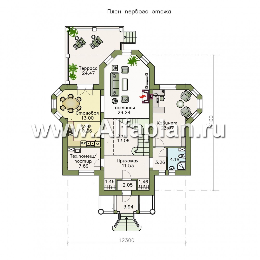 Проекты домов Альфаплан - «Головин»- особняк в стиле Петровских традиций - изображение плана проекта №1