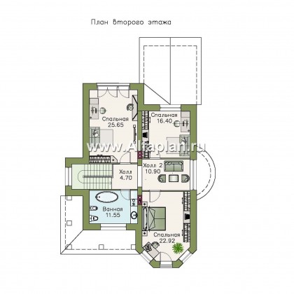 «Митридат» - проект двухэтажного дома, с эркером и с террасой, планировка с кабинетом на 1 эт, в русском стиле - превью план дома