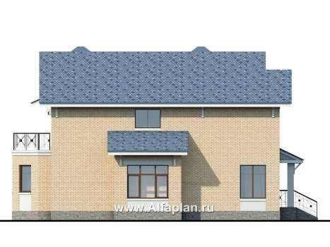 «Дженни Врен» - проект двухэтажного дома из кирпича с фото, планировка с  эркером и сауной, в русском стиле - превью фасада дома
