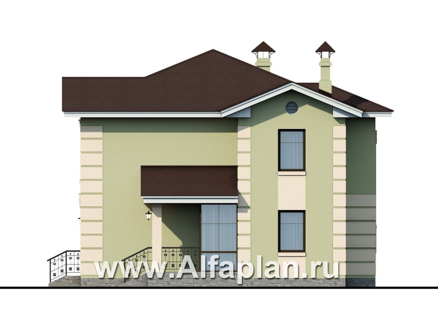 Проекты домов Альфаплан - «Знаменка» — компактный коттедж с удобной планировкой - изображение фасада №2