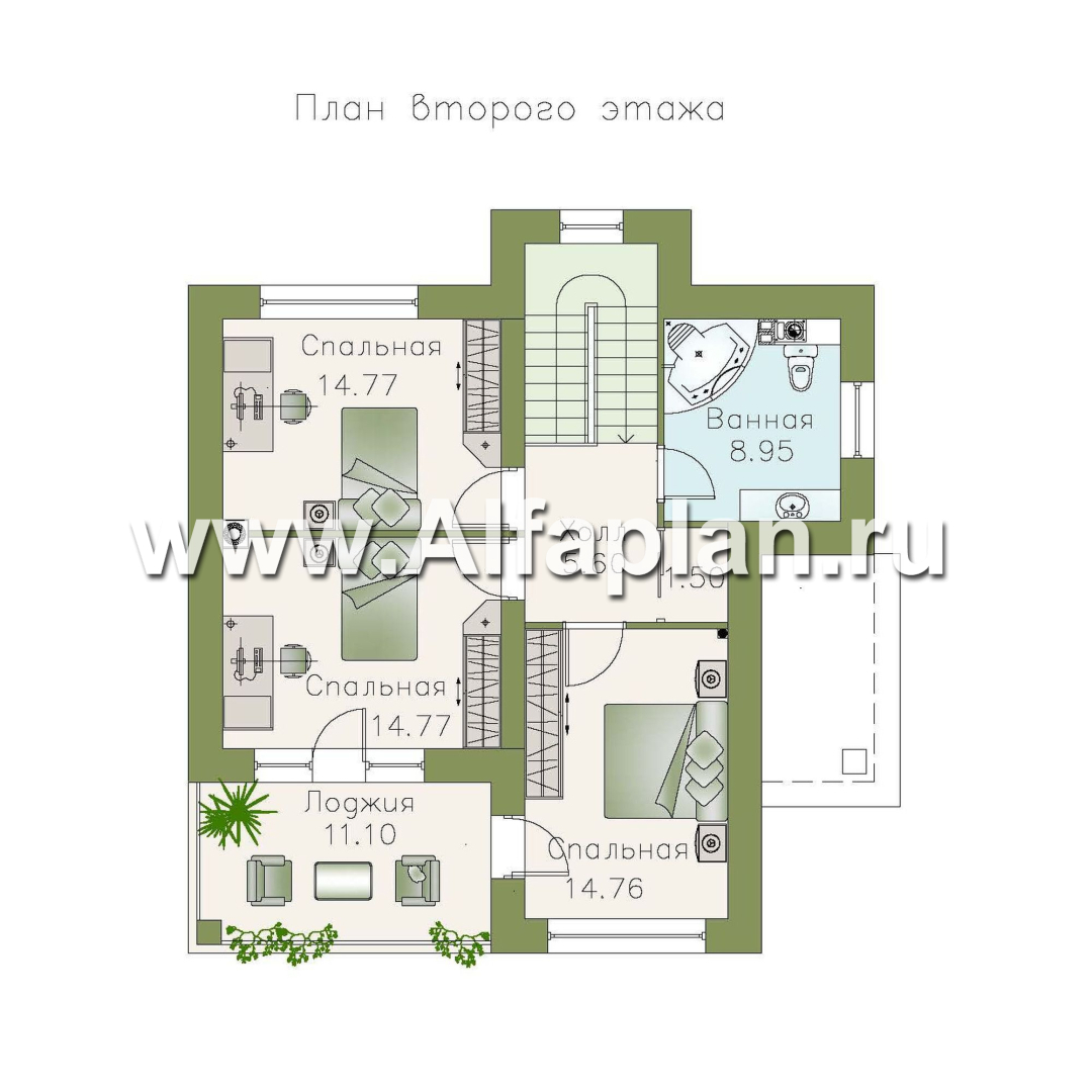 Проекты домов Альфаплан - «Знаменка» — компактный коттедж с удобной планировкой - изображение плана проекта №2