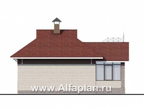 Проекты домов Альфаплан - Проект гостевого кирпичного дома в русском стиле - превью фасада №4