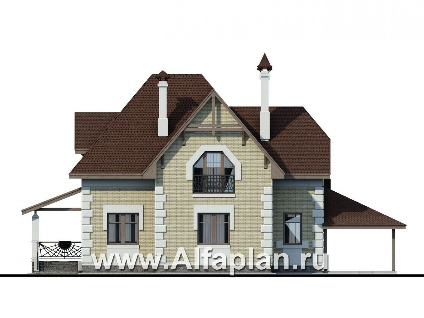 Проекты домов Альфаплан - «Клио» - коттедж с угловой террасой - изображение фасада №4