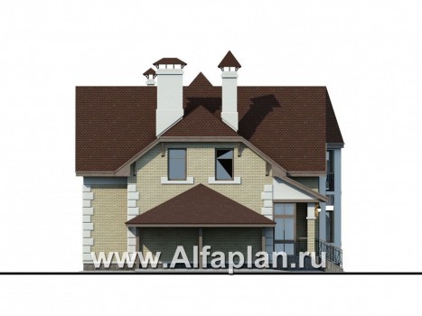 Проекты домов Альфаплан - «Клио» - коттедж с угловой террасой - превью фасада №3